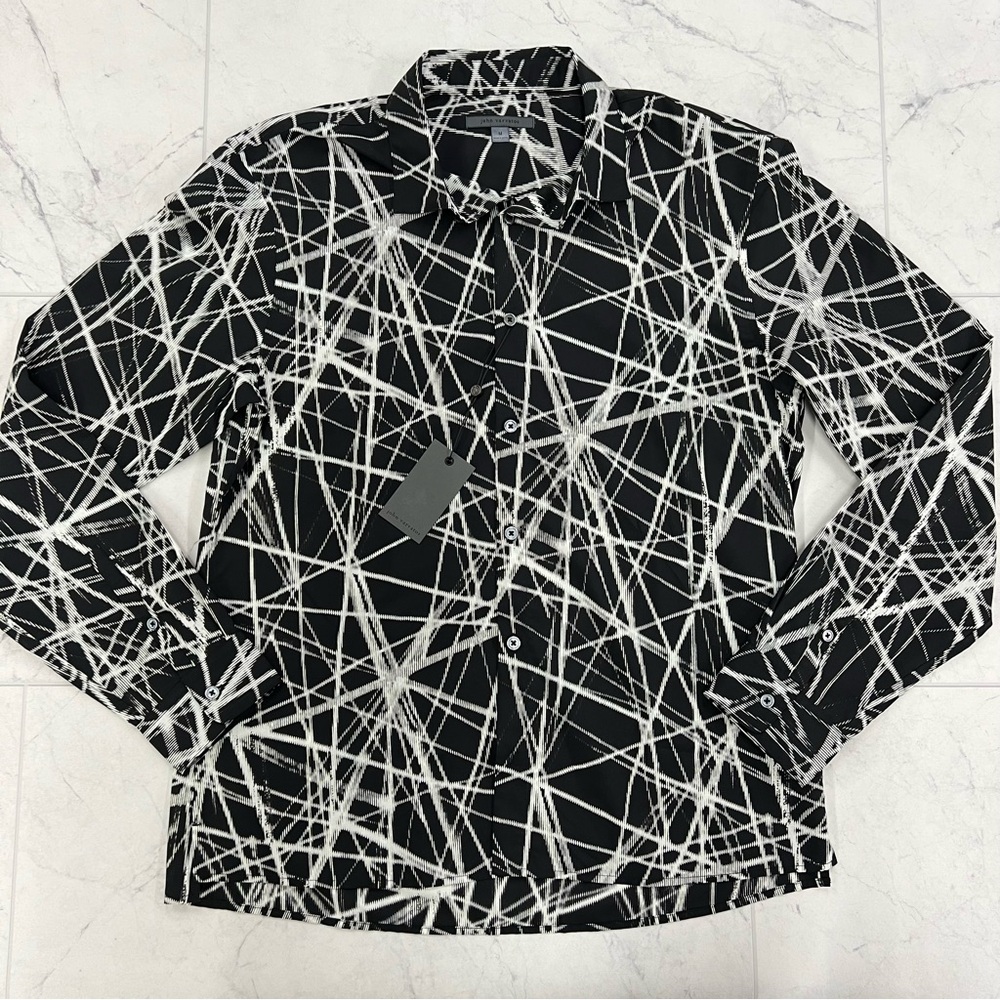 (JZ-49) John Varvatos Abstract Print Kinney Shirt - Picture 3 of 4